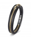 Moncuk Design Gold Çelik Zincir Detaylı Çoklu Deri Erkek Çelik Bileklik 33514B18D1