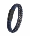 Moncuk Design Lacivert Deri Burma Örgü Çelik Halat Bileklik 33514B1D3-4
