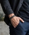 Moncuk Design Çelik Halat ve Çelik Damla Zincir Siyah Deri Dolama Bileklik 33514B1D8