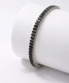 Moncuk Design 5mm Siyah Zirkon Taşlı Ayarlanabilir Su Yolu Kadın Bileklik 3351KBV4D2