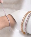Moncuk Design 4mm Pembe Zirkon Taşlı Ayarlanabilir Su Yolu Kadın Bileklik 3351KBV4D6