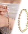 Moncuk Design 8 mm Pembe Zirkon Taşlı Ayarlanabilir Çiçek Kadın Bileklik 3351KBV6D3