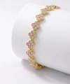 Moncuk Design 8 mm Pembe Zirkon Taşlı Ayarlanabilir Çiçek Kadın Bileklik 3351KBV6D3