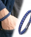 Moncuk Design 6Mm Lapis Taşlı Deri Kordon Ve Çelik Bileklik 33512B2D6M14