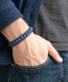 Moncuk Design 6Mm Lapis Taşlı Deri Kordon Ve Çelik Bileklik 33512B2D6M14