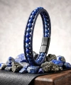 Moncuk Design 6Mm Lapis Taşlı Deri Kordon Ve Çelik Bileklik 33512B2D6M14