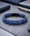 Moncuk Design 6Mm Lapis Taşlı Deri Kordon Ve Çelik Bileklik 33512B2D6M14