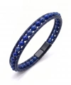 Moncuk Design 6Mm Lapis Taşlı Deri Kordon Ve Çelik Bileklik 33512B2D6M14