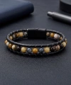 Moncuk Design 6Mm Yemen Akik Deri Kordon Ve Çelik Bileklik 33512B2D6M19