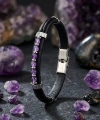 Moncuk Design Ametist Taşlı Deri Bileklik 33511G6D3M