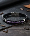 Moncuk Design Ametist Taşlı Deri Bileklik 33511G6D3M