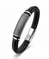 Moncuk Design Diamond Grid Desenli Çelik Kilitli Siyah Deri Erkek Bileklik 33511B8D5