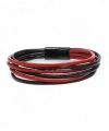 Moncuk Design Kırmızı Siyah Çoklu Deri Ve Titianyum Kilitli Çelik Bileklik 33513B13D1