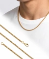 Moncuk Design Hasır Örgü Erkek Çelik Kolye 2mm 55cm Gold 3351ECK040