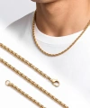 Moncuk Design Hasır Örgü Erkek Çelik Kolye 4mm 55cm Gold 3351ECK035