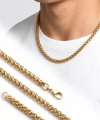 Moncuk Design Hasır Örgü Erkek Çelik Kolye 6MM 55CM Gold 3351ECK018