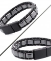 Moncuk Design Hematit Örmeli Deri Bileklik 33512B2D8M04