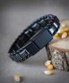 Moncuk Design Hematit Örmeli Deri Bileklik 33512B2D8M04