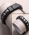 Moncuk Design Hematit Örmeli Deri Bileklik 33512B2D8M04