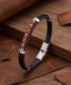 Moncuk Design Kırmızı Akik Taşlı Deri Bileklik 33511G6D4M