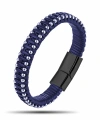 Moncuk Design Lacivert Deri Ve Damla Çelik Zincirli Bileklik 33514B1D2-2