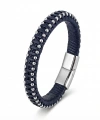 Moncuk Design Lacivert Deri Ve Damla Çelik Zincirli Bileklik 33514B1D2-2