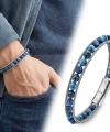 Moncuk Design Mavi Akik Doğaltaş Ve Çelik Halat Bileklik 33512B2DH14