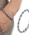 Moncuk Design Mavi Ve Gümüş Hematit Doğal Taşlı Ayaranabilir Çelik Zincir Bileklik 33512B10D1