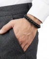 Moncuk Design Parlak Oniks Taşı Örmeli Deri Bileklik 33512B2D8M25