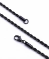 Moncuk Design Rope Halat Erkek Çelik Kolye 2mm 55cm Siyah 3351ECK047