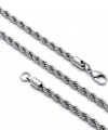 Moncuk Design Rope Halat Erkek Çelik Kolye 6mm 55cm Beyaz 3351ECK033
