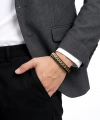 Moncuk Design Sarı Çift Zincir Çelik Ve Deri Bileklik 33514B2D4