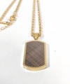 Gold Künye Tasarımlı Dokulu Çelik Kolye - Modern ve Karizmatik Stil