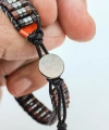 Obsidyen Doğal Taş Kahverengi Örme Erkek Bilekliği 4X2 mm