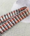 Obsidyen Doğal Taş Kahverengi Örme Erkek Bilekliği 4X2 mm