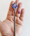Renkli Floral Detaylı Kokonat Saç Topuz Çubuğu