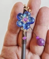 Renkli Floral Detaylı Kokonat Saç Topuz Çubuğu