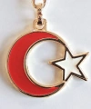 Sarı Metal Kırmızı Ay Beyaz Yıldız Figürlü Anahtarlık