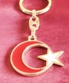 Sarı Metal Kırmızı Ay Beyaz Yıldız Figürlü Anahtarlık