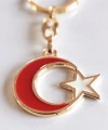 Sarı Metal Kırmızı Ay Beyaz Yıldız Figürlü Anahtarlık