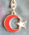 Sarı Metal Kırmızı Ay Beyaz Yıldız Figürlü Anahtarlık