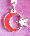 Sarı Metal Kırmızı Ay Beyaz Yıldız Figürlü Anahtarlık