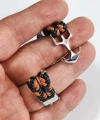 Tekne Çapalı Kilit Mekanızmalı Siyah ve Turuncu Erkek Bileklik - Sevgililer Günü Hediyesi