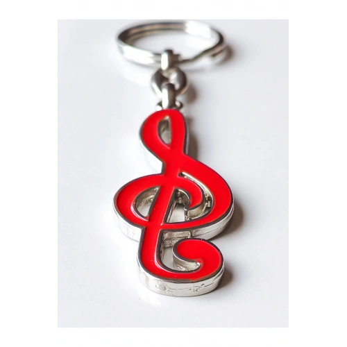 Kırmızı Renkli Sol Notalı Metal Anahtarlık