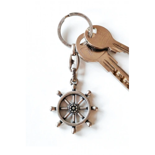 Yelkenli Tekne Dümeni Metal Anahtarlık