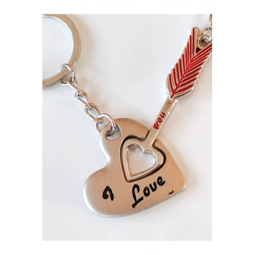 Çifler İçin Kalp ve Ok İkili Metal Anahtarlık