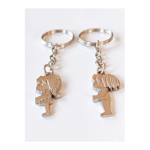 Kız ve Erkek Figürlü İkiz Sevgili Metal Anahtarlıklar