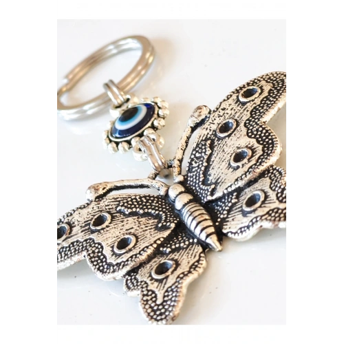 Nazar boncuklu Kelebek Figürlü Metal Anahtarlık