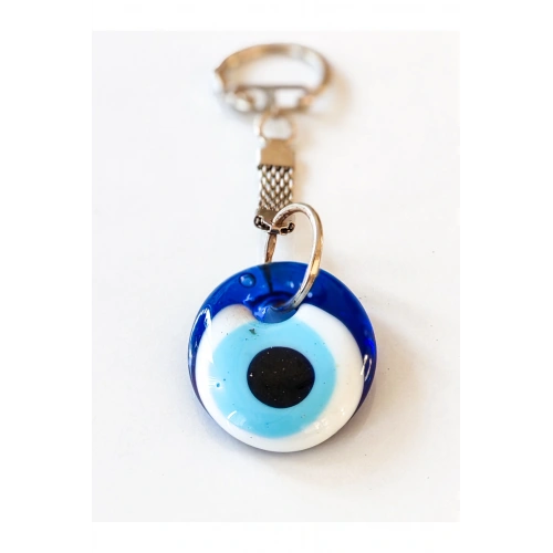Nazar Boncuklu Mavi Cam Anahtarlık