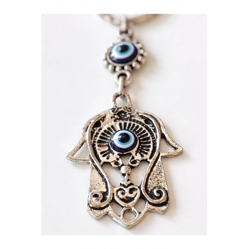 Nazar Boncuklu Fatımanın Eli Metal Anahtarlık